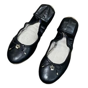 ABUSA Foldable Ballet Flats Rounded Toe Black Leather Women's 7.5M Minimalist‎
